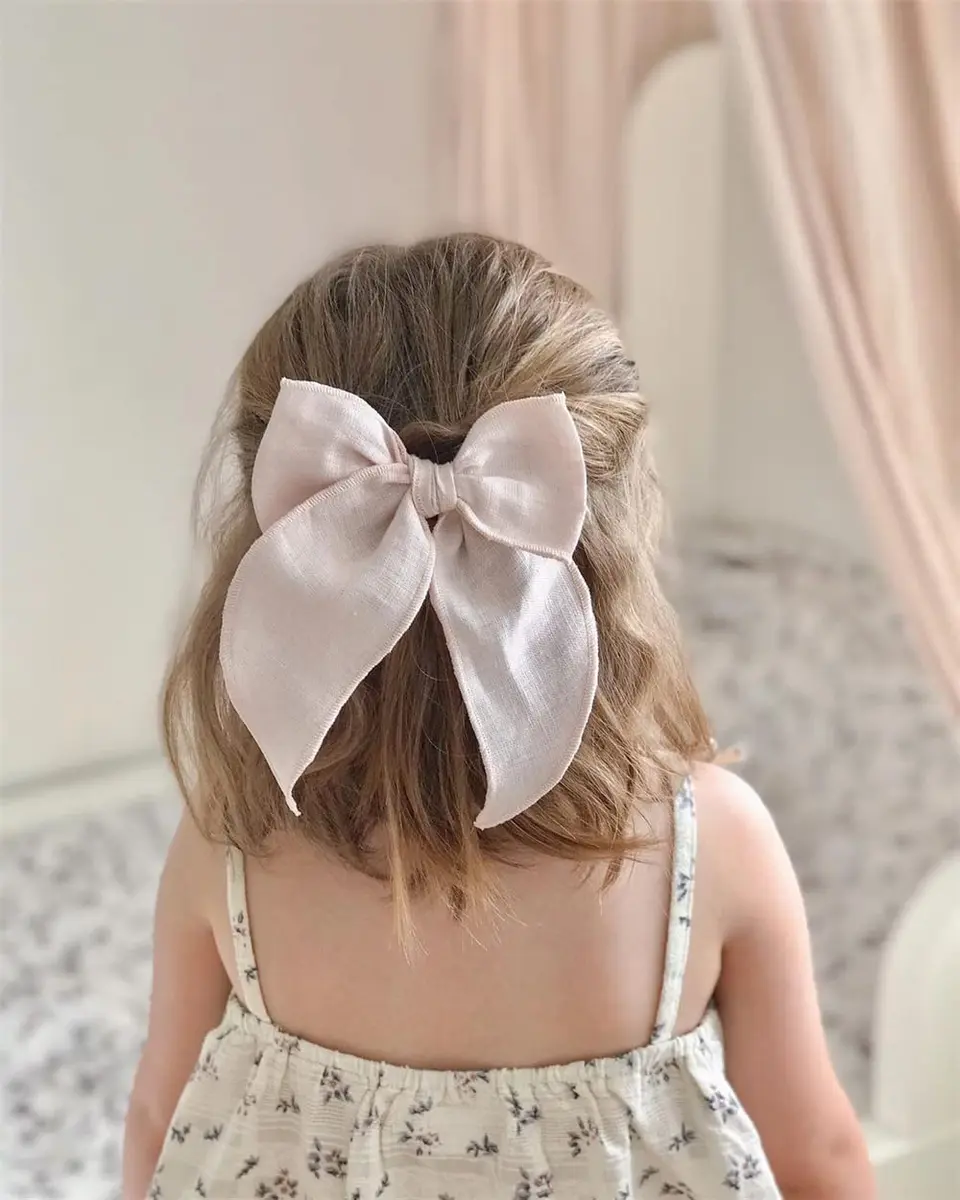 Sugarmelon Linen Fable Bow Hair Clips for Girls & Women | Handmade Organic Linen, 12 Colors, 4.5" Wide, All Ages - view 4