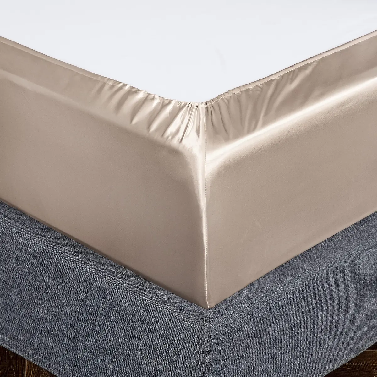 Homiest Taupe Queen Satin Sheet Set 7-Piece Deep Pocket | Silky, Wrinkle-Resistant, 100% Polyester - view 8