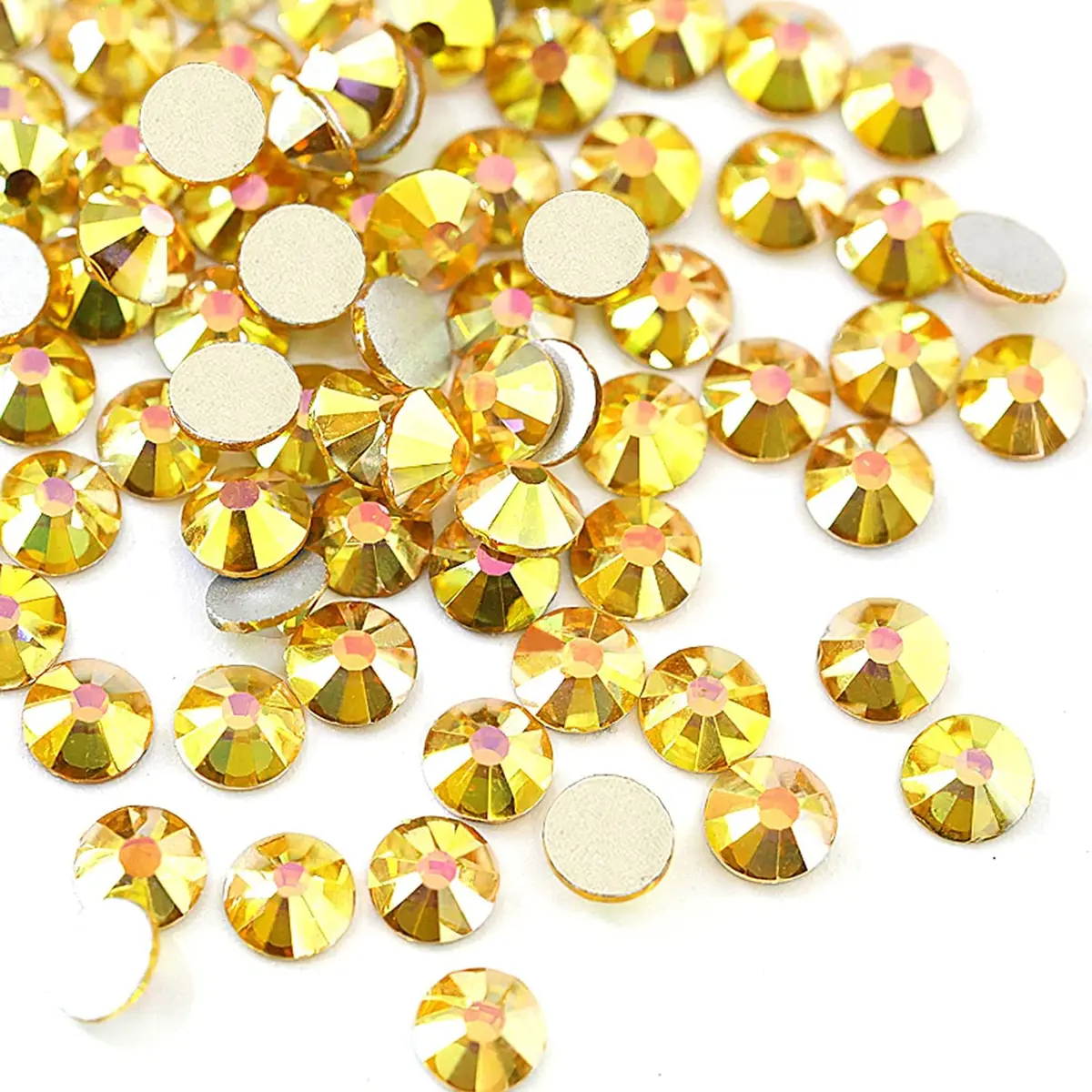 Dowarm 1440 Pieces SS10 Flatback Crystal Rhinestones for Nail Art & Crafts | Sparkling Glass, 2.8MM, Gold - main product image