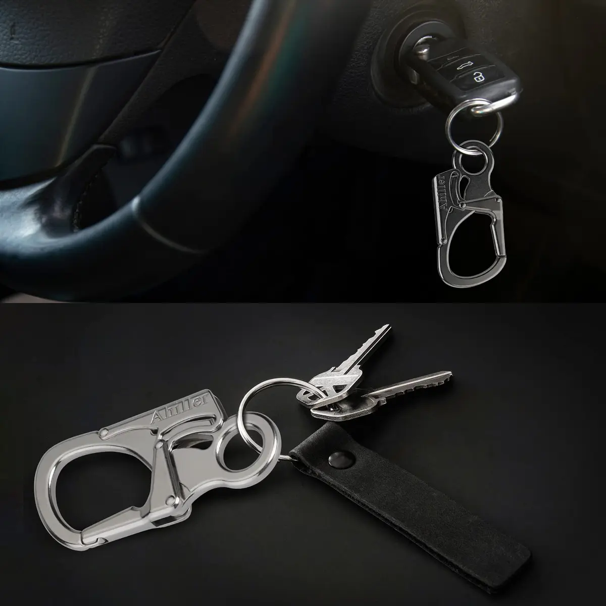 Ahiller Dual Lock Carabiner Clip, Zinc Alloy Keychain for Outdoor (S-1P) | Heavy-Duty Locking Accessory - view 2