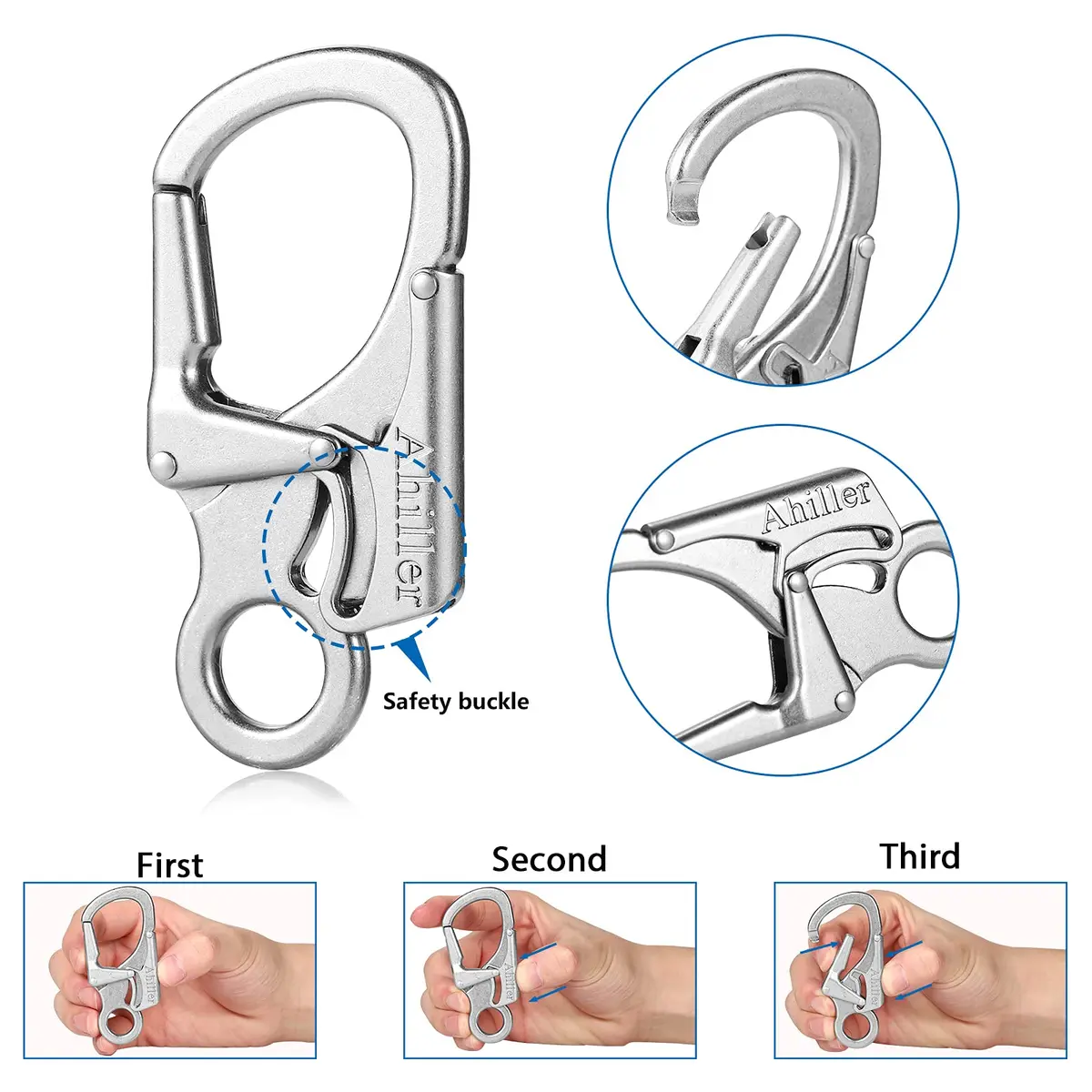Ahiller Dual Lock Carabiner Clip, Zinc Alloy Keychain for Outdoor (S-1P) | Heavy-Duty Locking Accessory - view 4