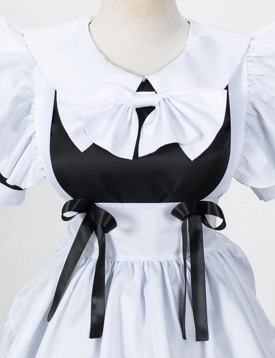 Irtysh Women Sweet Kawaii Costume Dress Anime French Maid Cosplay Furry Cat Ear Gloves Socks Set(Black XL) | Cute Lolita Maid Outfit - view 6