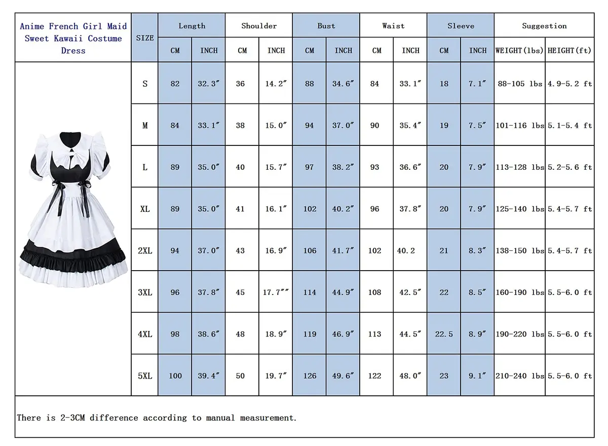 Irtysh Women Sweet Kawaii Costume Dress Anime French Maid Cosplay Furry Cat Ear Gloves Socks Set(Black XL) | Cute Lolita Maid Outfit - view 7
