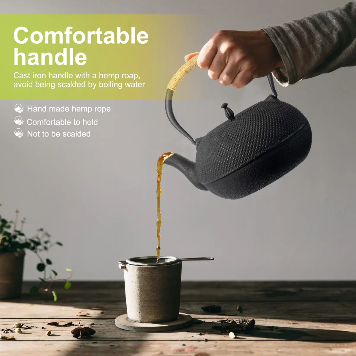 suyika Japanese Cast Iron Tetsubin Tea Kettle 1800 ml | Traditional Design & Even Heat Distribution - view 5