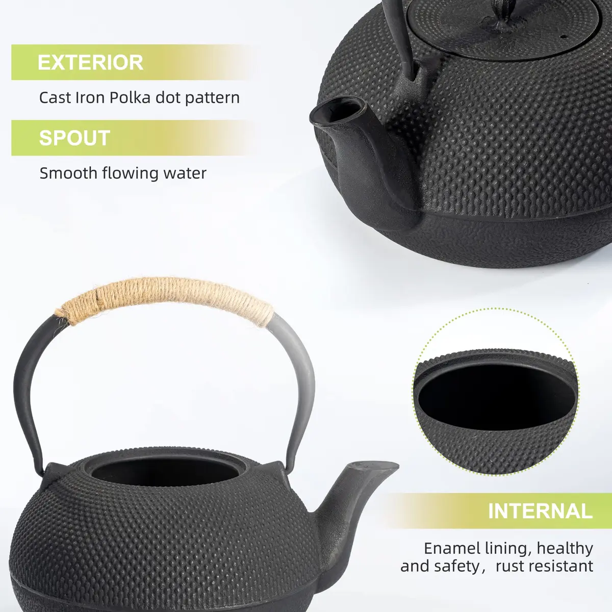 suyika Japanese Cast Iron Tetsubin Tea Kettle 1800 ml | Traditional Design & Even Heat Distribution - view 8