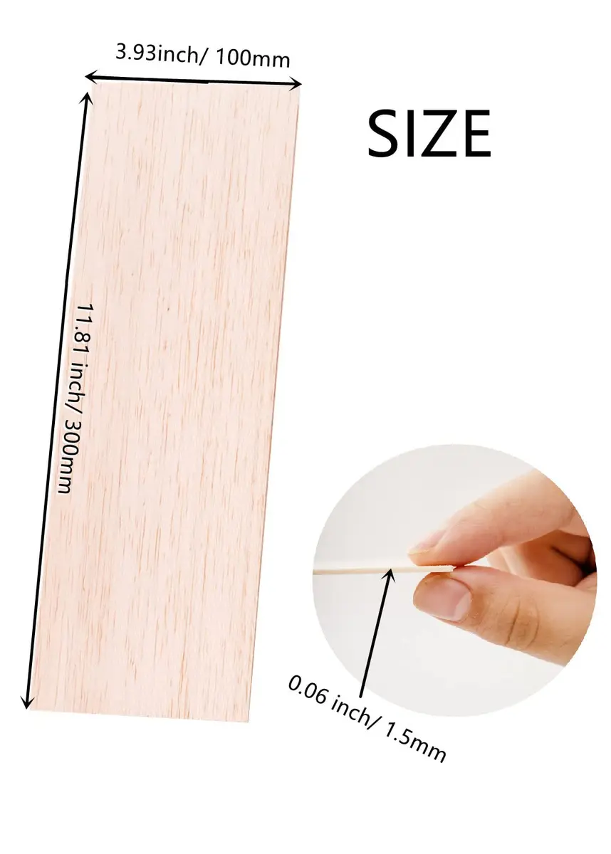 iUoczi 12 Pack Balsa Wood Sheets 150x100x1.5mm | Unfinished Natural Craft Wood for Models & DIY - view 6