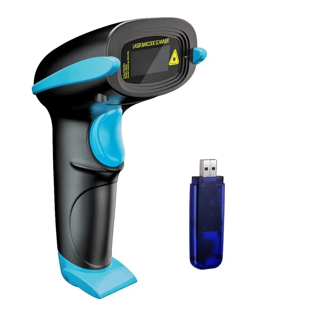 NADAMOO Wireless Barcode Scanner 100m Indoor | 2600mAh Battery, 30-Day Use, Blue - main product image