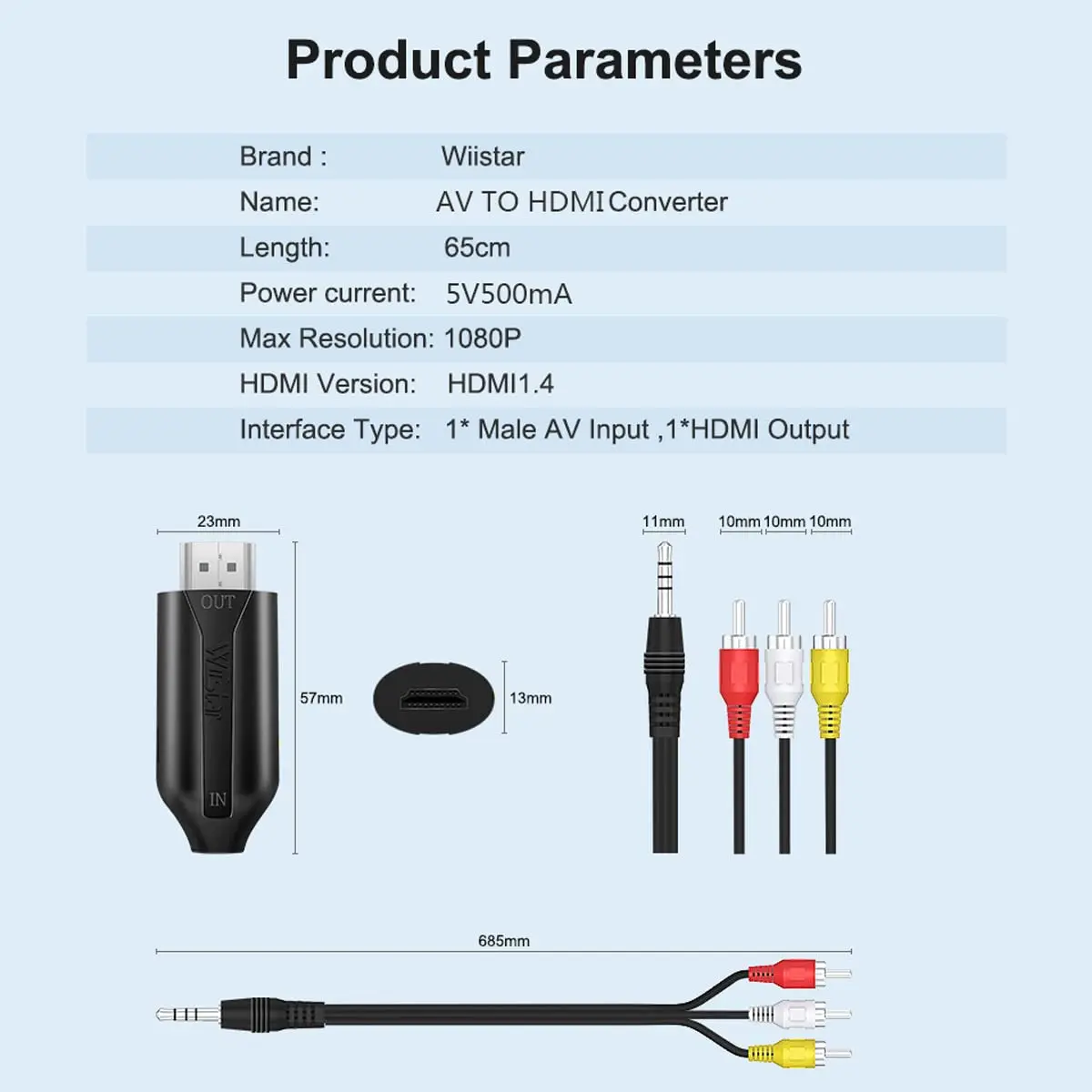 HDSUNWSTD Composite AV to HDMI Cable Adapter 1080P | Converts RCA to HDMI for TV/PC/PS3 - view 6