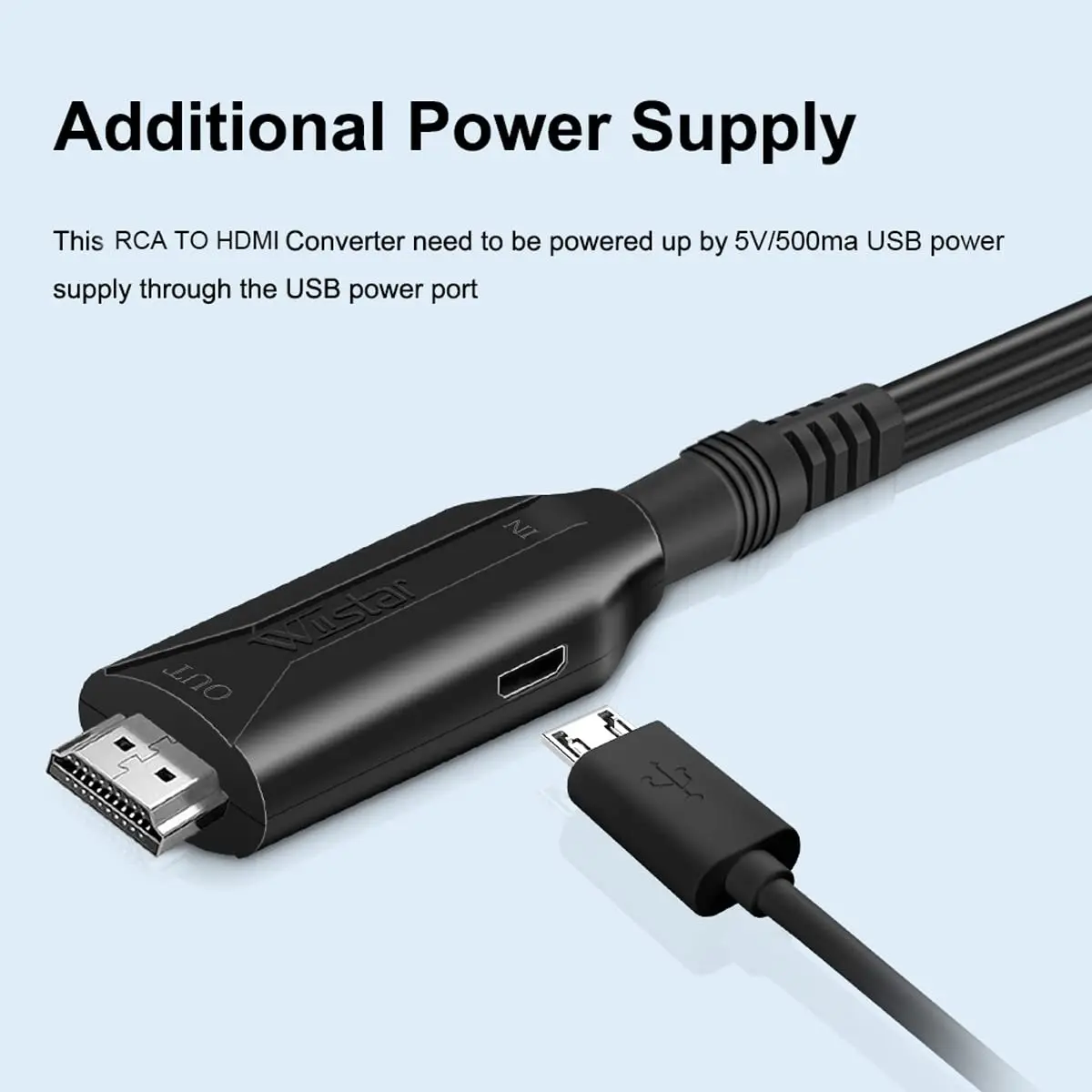 HDSUNWSTD Composite AV to HDMI Cable Adapter 1080P | Converts RCA to HDMI for TV/PC/PS3 - view 4