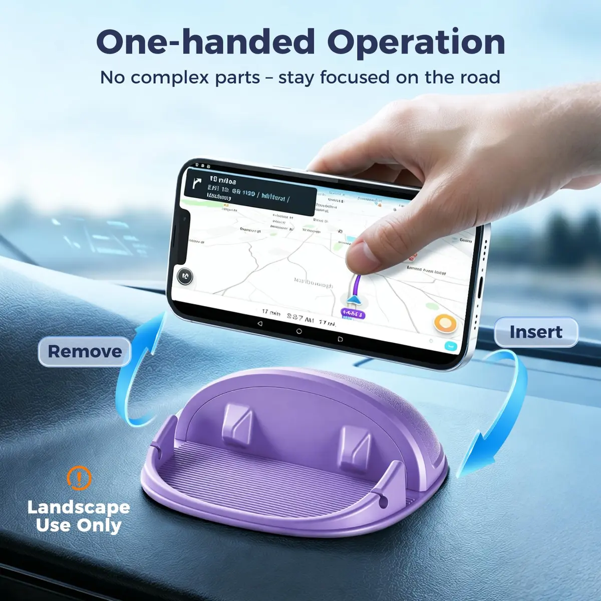 Loncaster Purple Silicone Car Phone Holder Mat | Slip-Free Dashboard Mount for Smartphones & GPS Devices (12.5cm x 12.5cm) - view 6