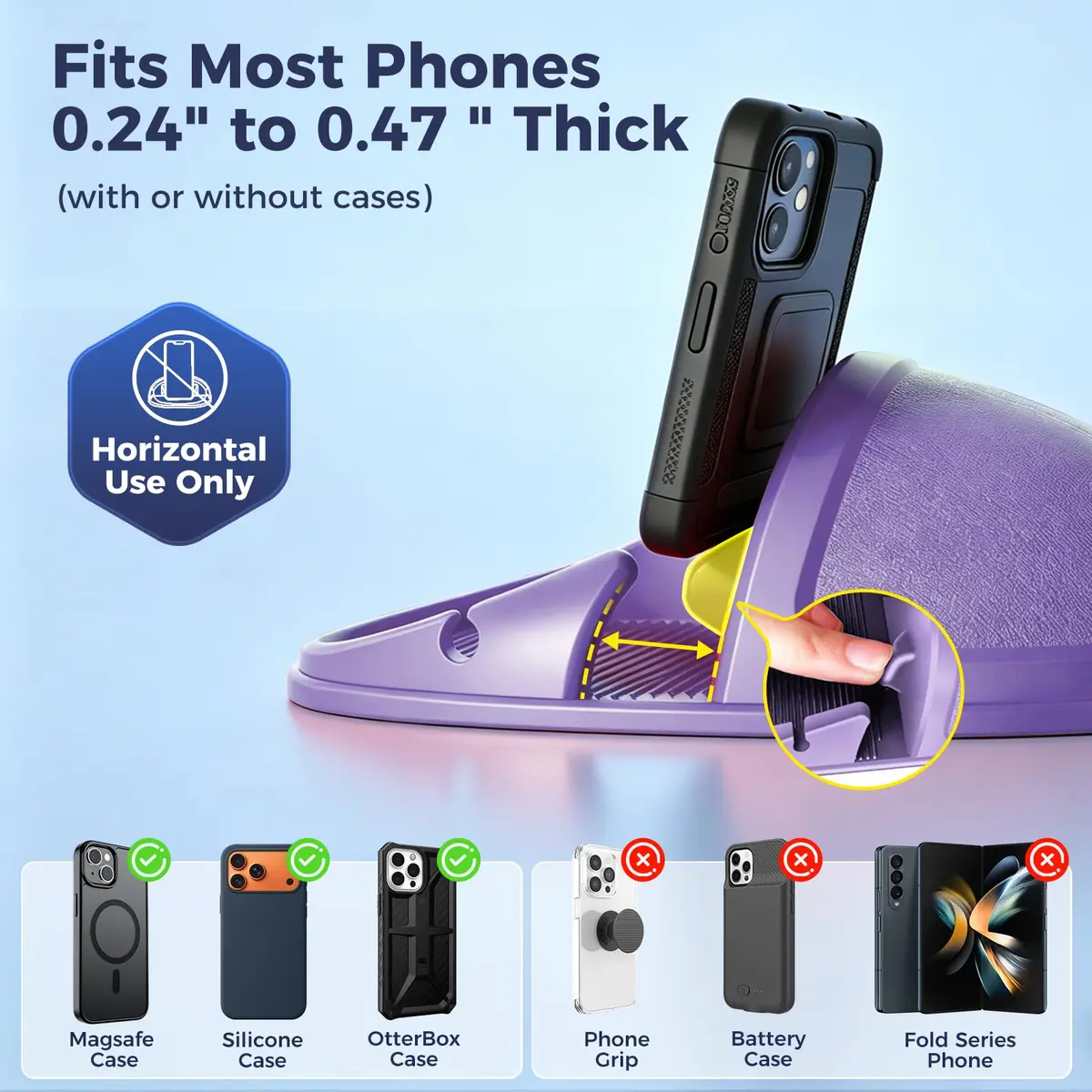 Loncaster Purple Silicone Car Phone Holder Mat | Slip-Free Dashboard Mount for Smartphones & GPS Devices (12.5cm x 12.5cm) - view 7