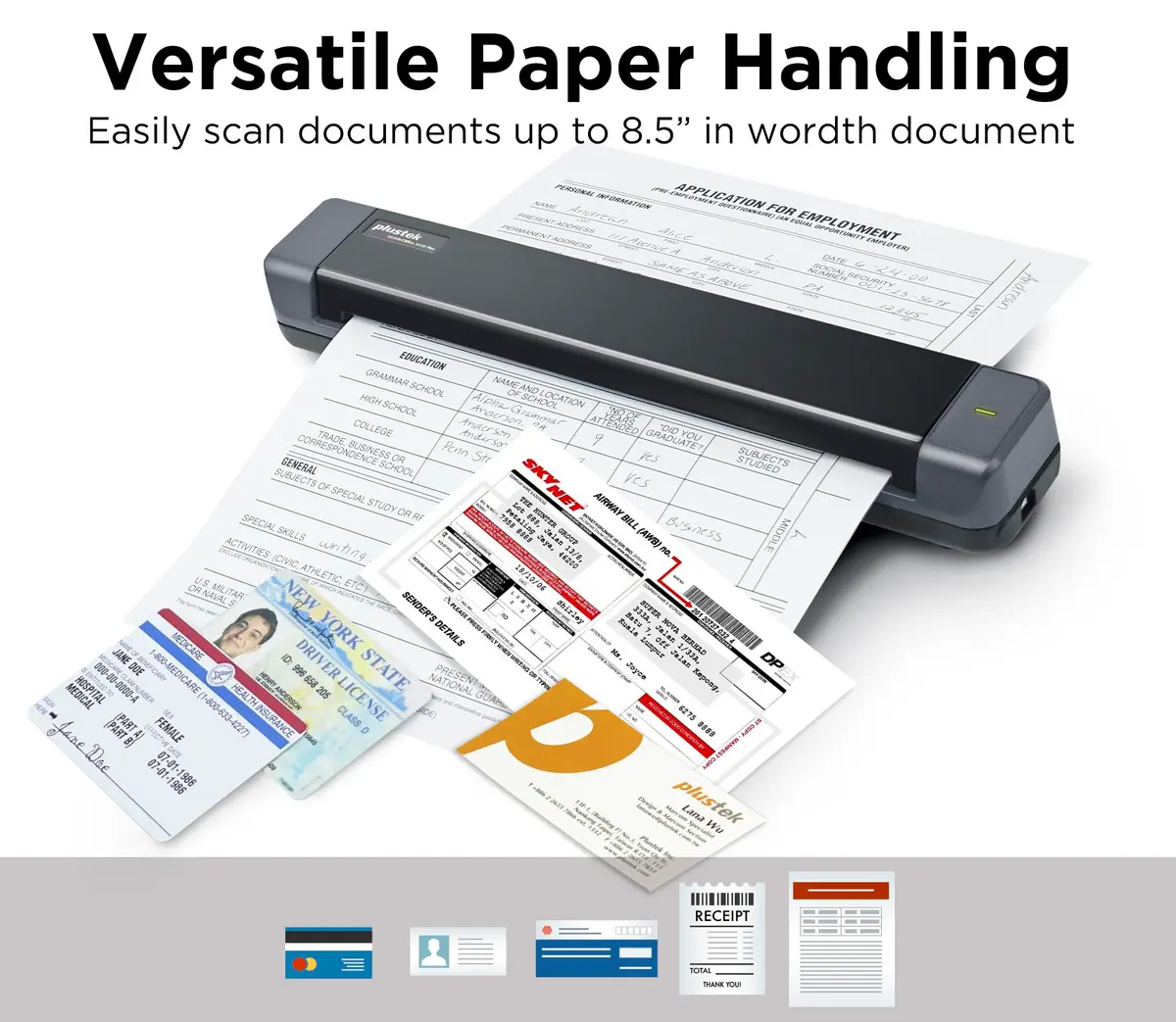 Plustek S410 Plus Portable Sheet-Fed Document Scanner | Button-Free OCR for Windows - view 4