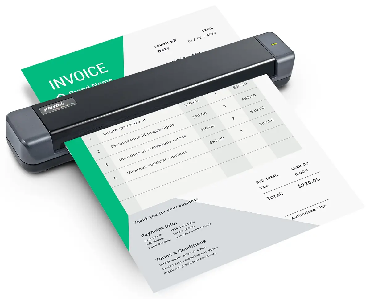 Plustek S410 Plus Portable Sheet-Fed Document Scanner | Button-Free OCR for Windows - main product image