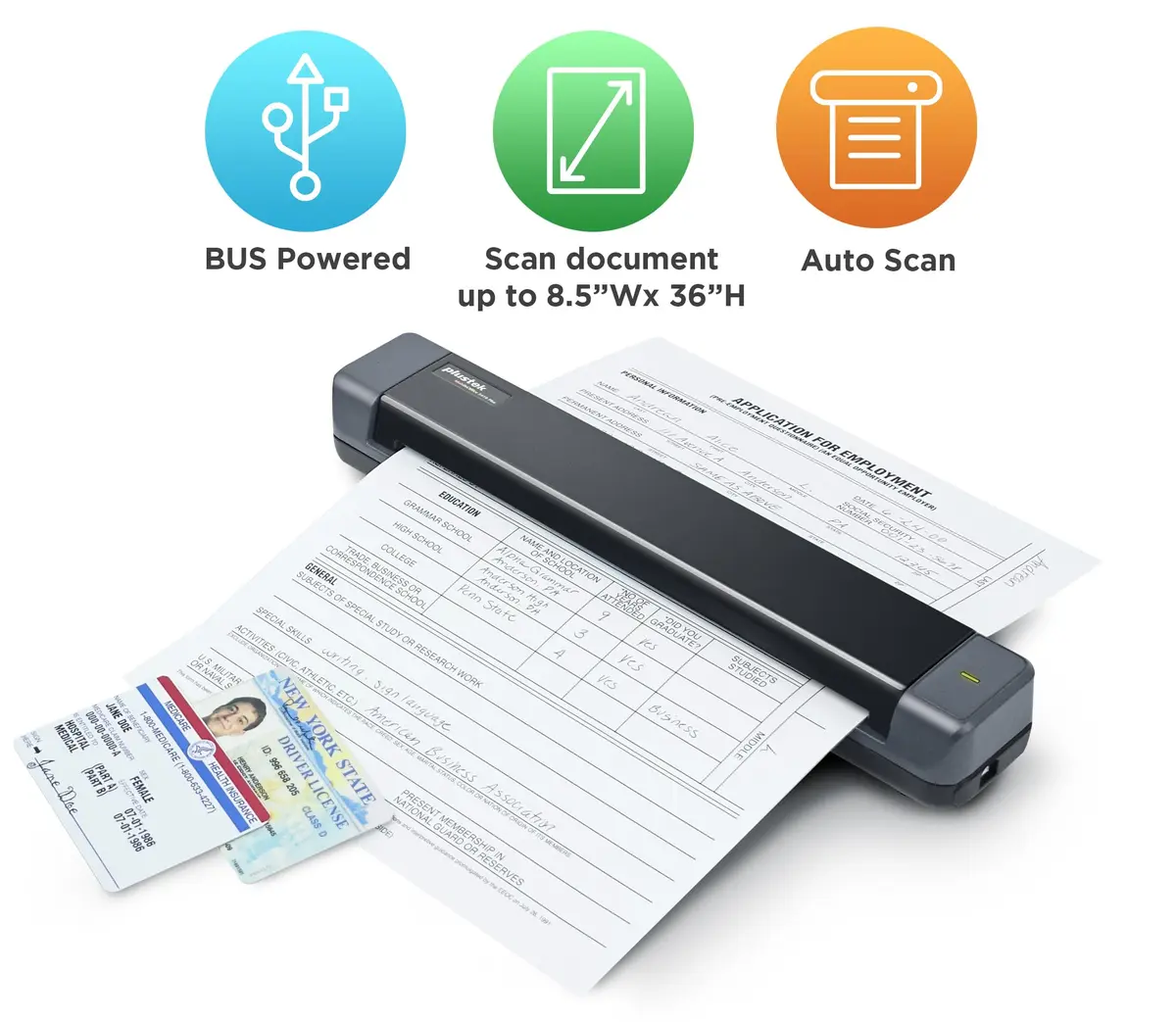 Plustek S410 Plus Portable Sheet-Fed Document Scanner | Button-Free OCR for Windows - view 2