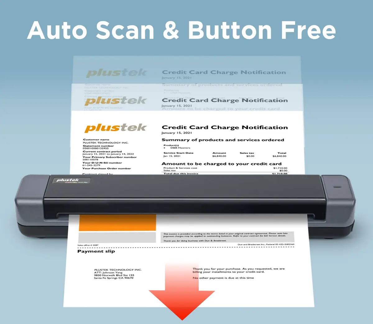 Plustek S410 Plus Portable Sheet-Fed Document Scanner | Button-Free OCR for Windows - view 3