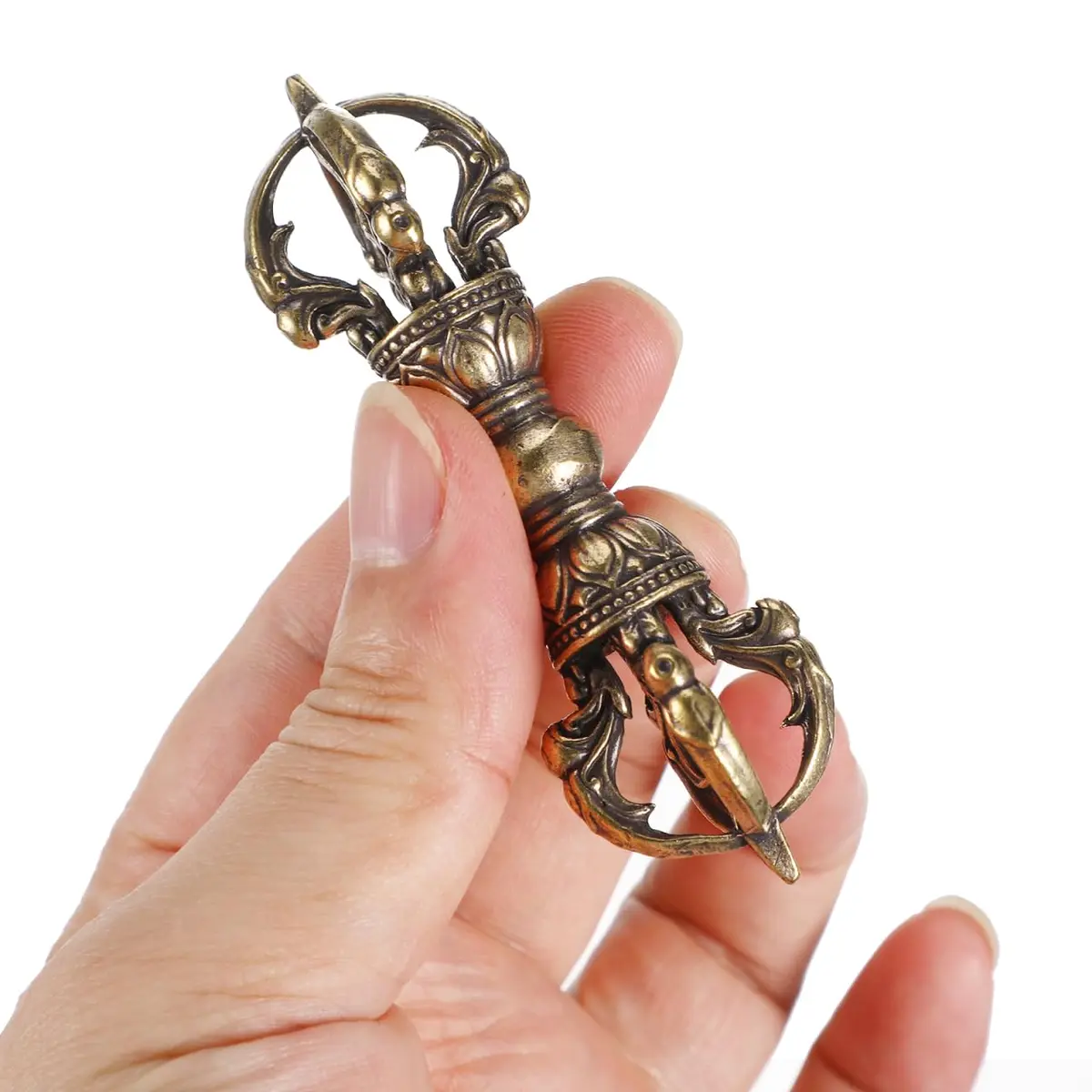 Homoyoyo Vintage Brass Vajra Pendant 8.85cm (3.48in) | Authentic Religious Decor - view 3