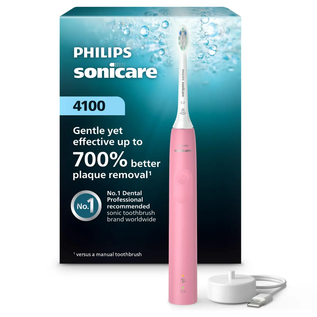 Philips Sonicare 4100 Series Electric Toothbrush Deep Pink | Pressure Sensor & 700% Better Plaque Removal - main product image