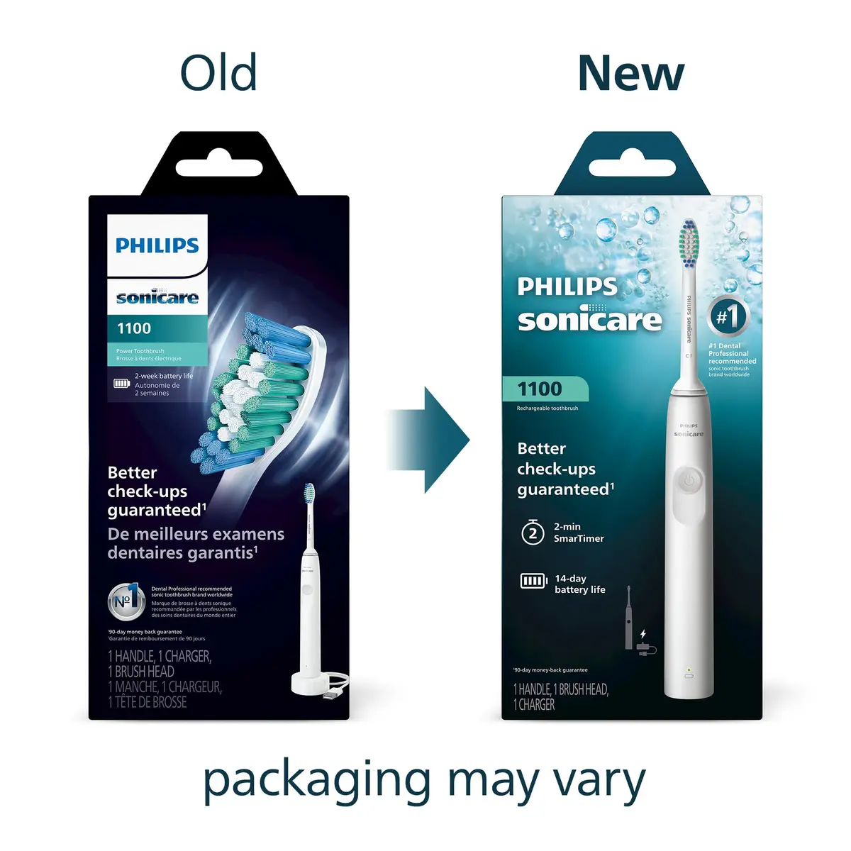 Philips Sonicare 1100 Series Rechargeable Electric Toothbrush with C1 Simply Clean Brush Head, White Grey | 2-Minute Guided Timer & 14-Day Battery - view 2