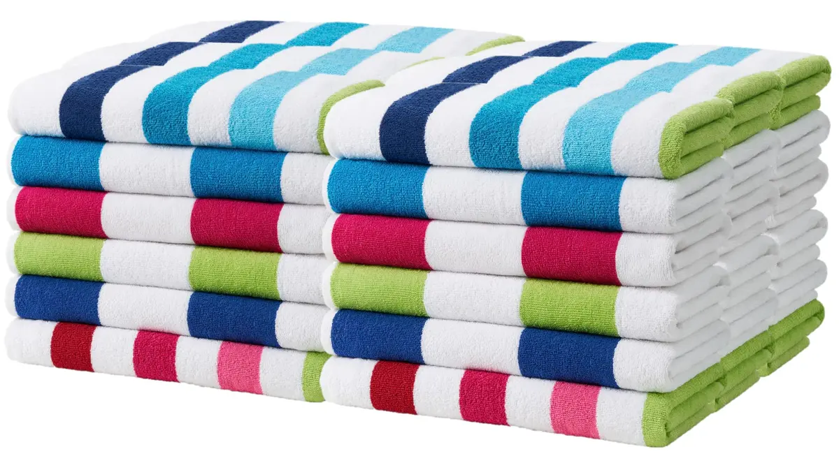 BEN KAUFMAN SALES CO Oversized Cabana Striped Beach Towels 30" x 60" | Thick Terry Cotton, 36 Pack - main product image