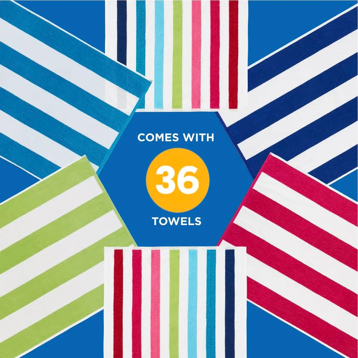 BEN KAUFMAN SALES CO Oversized Cabana Striped Beach Towels 30" x 60" | Thick Terry Cotton, 36 Pack - view 6