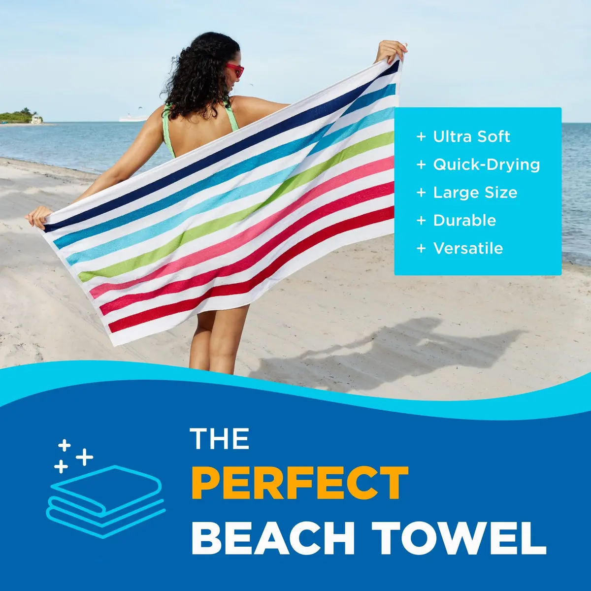 BEN KAUFMAN SALES CO Oversized Cabana Striped Beach Towels 30" x 60" | Thick Terry Cotton, 36 Pack - view 2