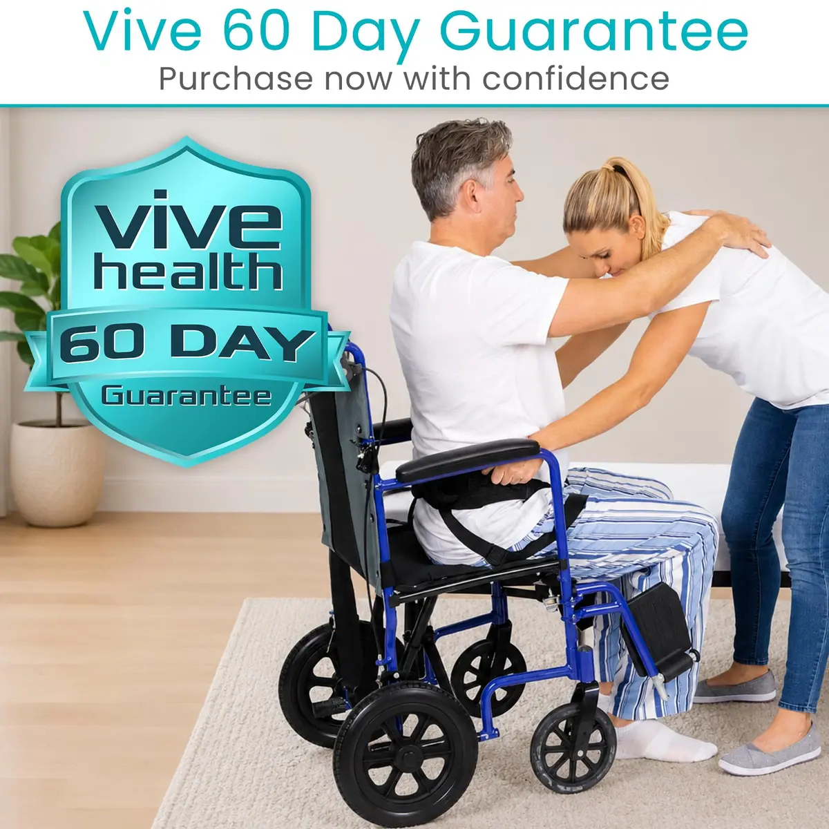 Vive Heavy Duty Transfer Belt with Leg Straps & Handles - 350 lb Capacity, Black - view 9