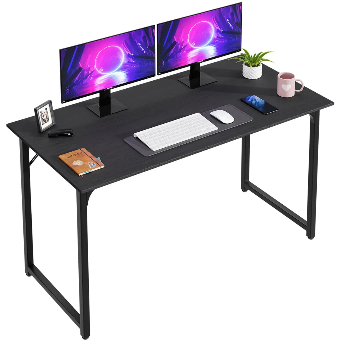 PayLessHere 47 Inch Computer Desk Black | Modern Steel Frame & Water-Resistant Surface - main product image
