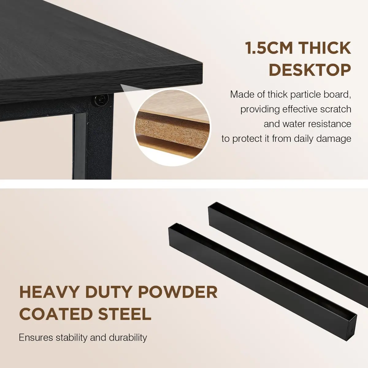 PayLessHere 47 Inch Computer Desk Black | Modern Steel Frame & Water-Resistant Surface - view 6