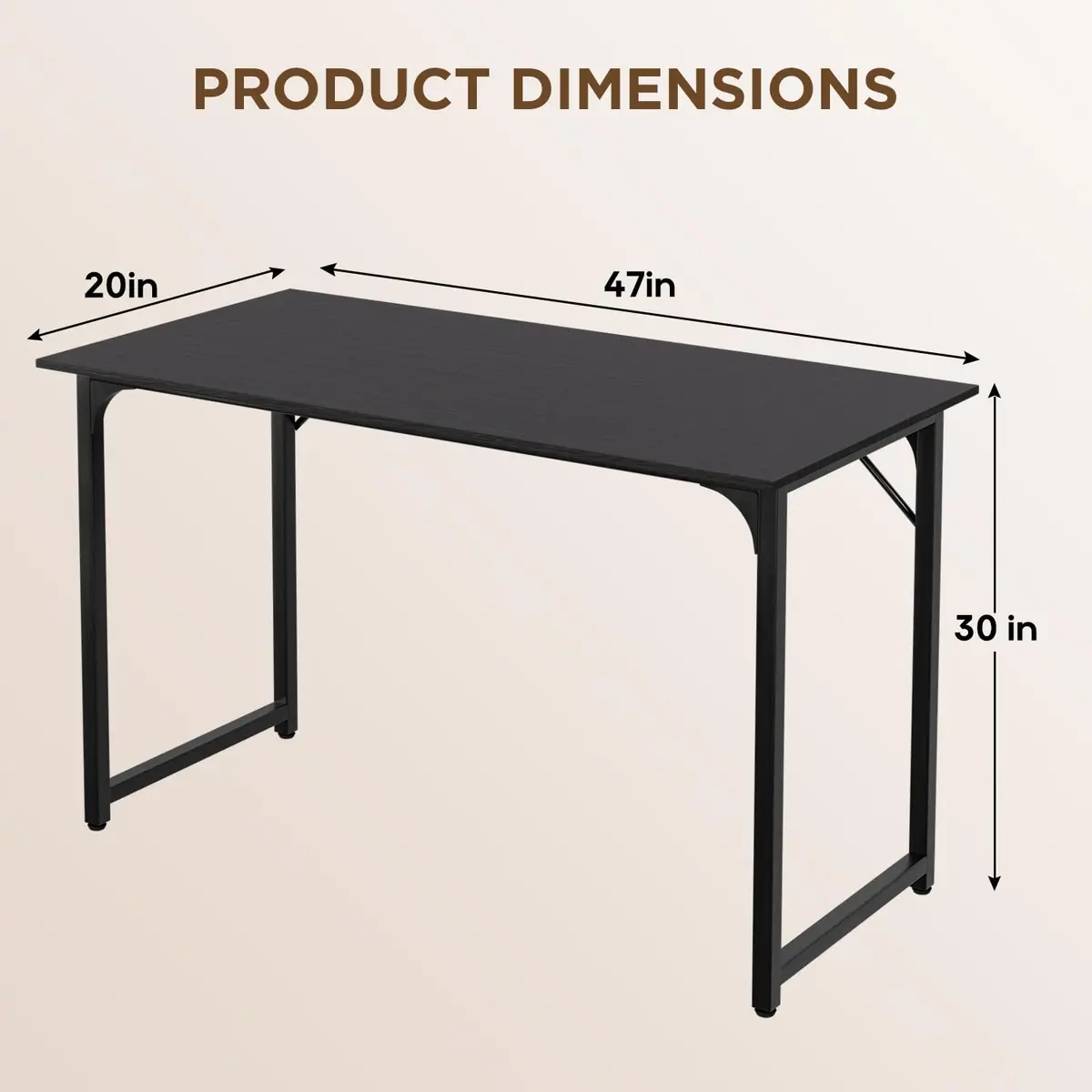 PayLessHere 47 Inch Computer Desk Black | Modern Steel Frame & Water-Resistant Surface - view 7