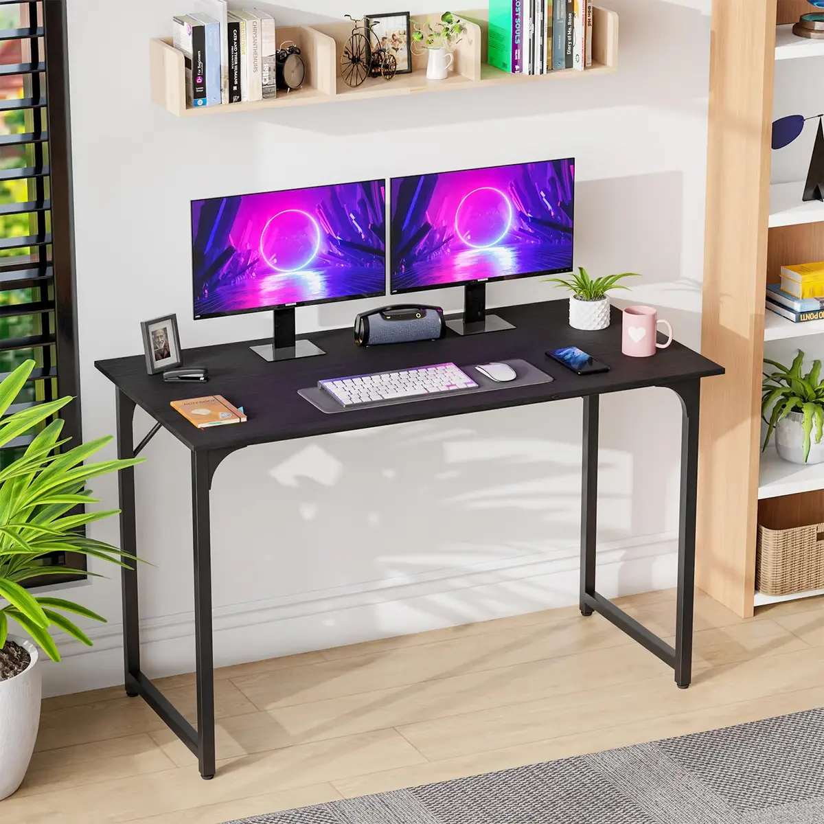 PayLessHere 47 Inch Computer Desk Black | Modern Steel Frame & Water-Resistant Surface - view 2
