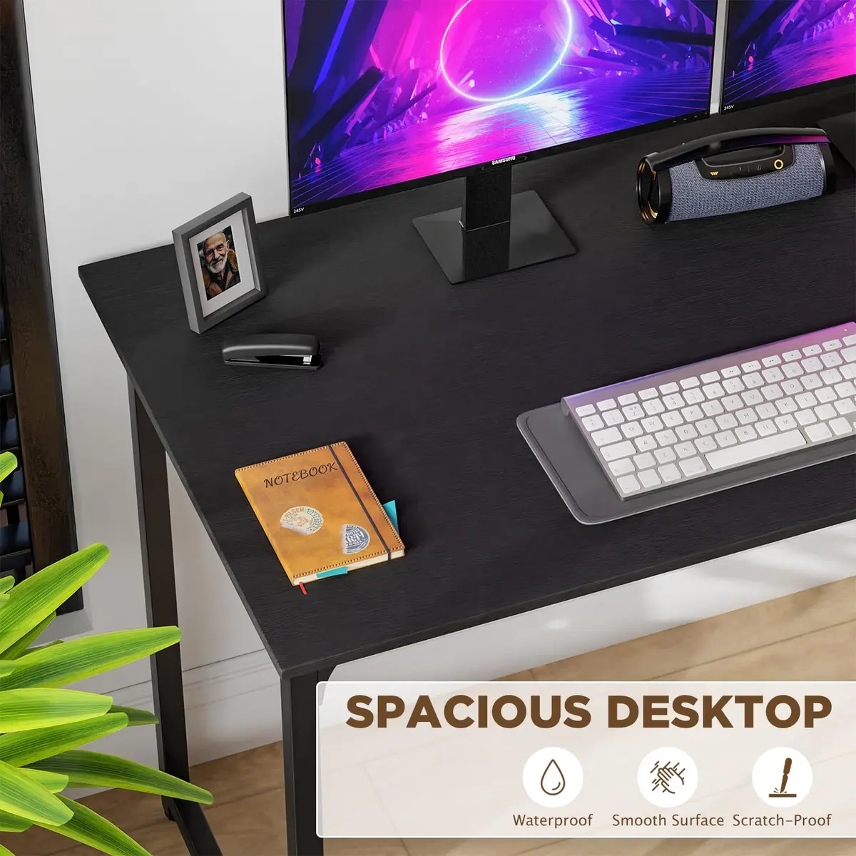 PayLessHere 47 Inch Computer Desk Black | Modern Steel Frame & Water-Resistant Surface - view 3