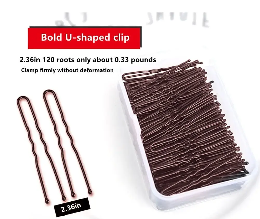 TAPBULL U Shaped Hair Pins for Bun, Wedding Bridal Brown (120 Count, Brown) | Classic Metal Hairpins for Updos - view 2