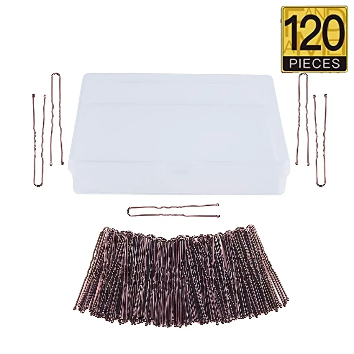 TAPBULL U Shaped Hair Pins for Bun, Wedding Bridal Brown (120 Count, Brown) | Classic Metal Hairpins for Updos - view 3