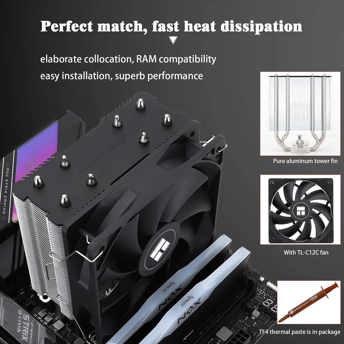 Thermalright Assassin X120 Refined SE CPU Air Cooler 120mm (4.72 inch) | 4 Heat Pipes, PWM Fan, 148mm Height - view 4