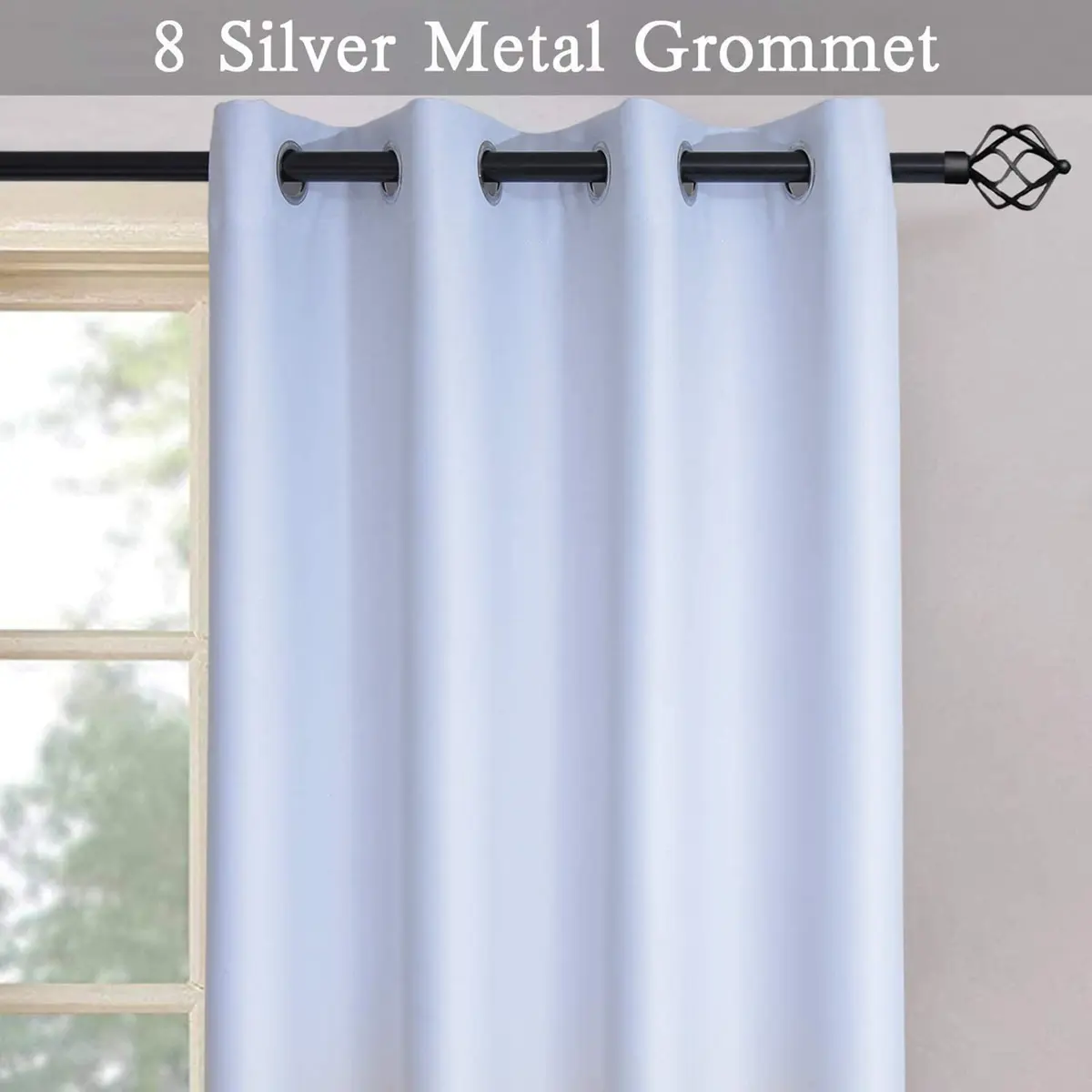 SimpleHome Ombre Gradient Black White to Gray Curtains for Bedroom, 52Wx63L | Modern Room Darkening Drapes with Grommets - view 4