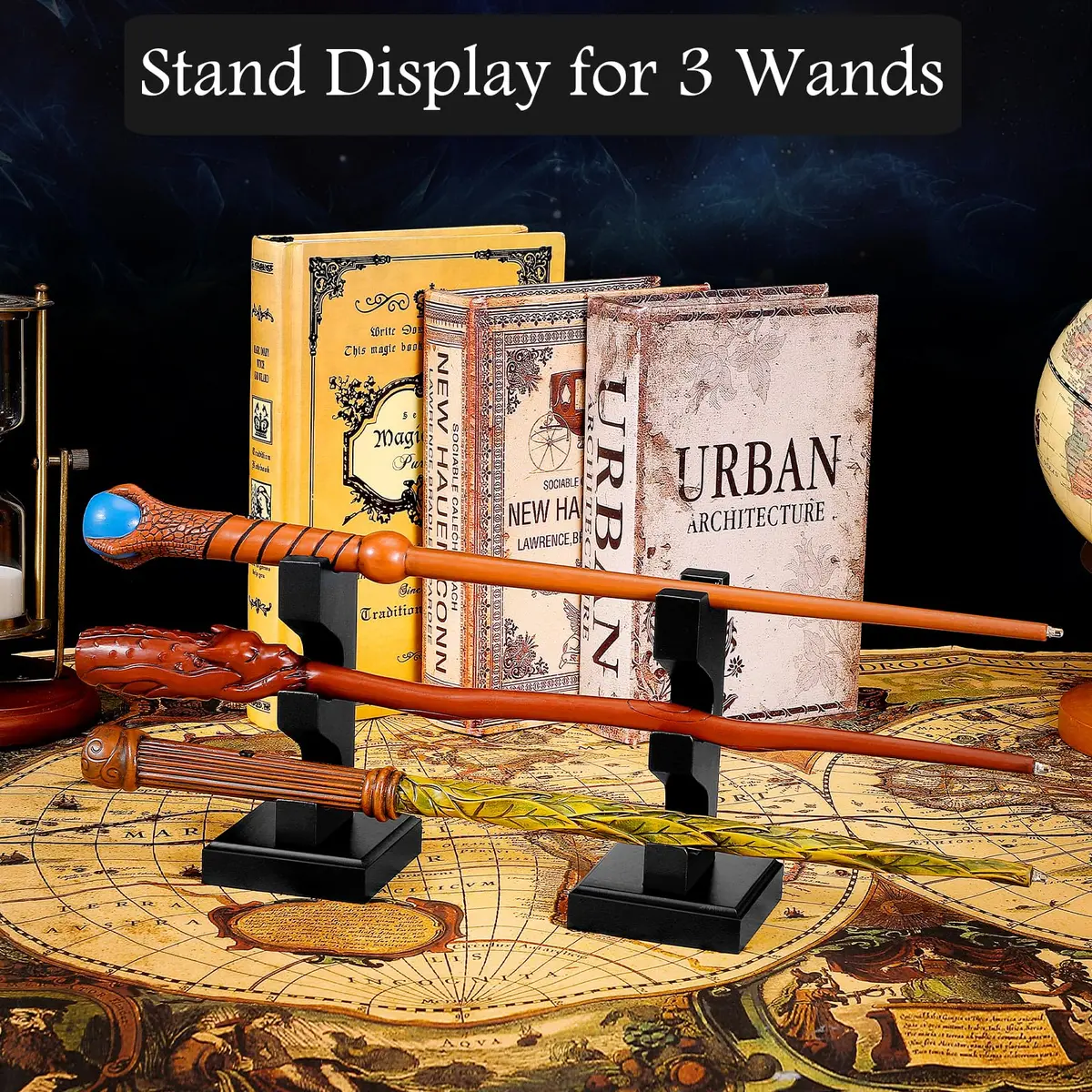 ChampWe Wizard Wand Display Stand Wooden Magic Wands Holder 3 Tiered for Collection Black 12.7cm (5in) - view 2