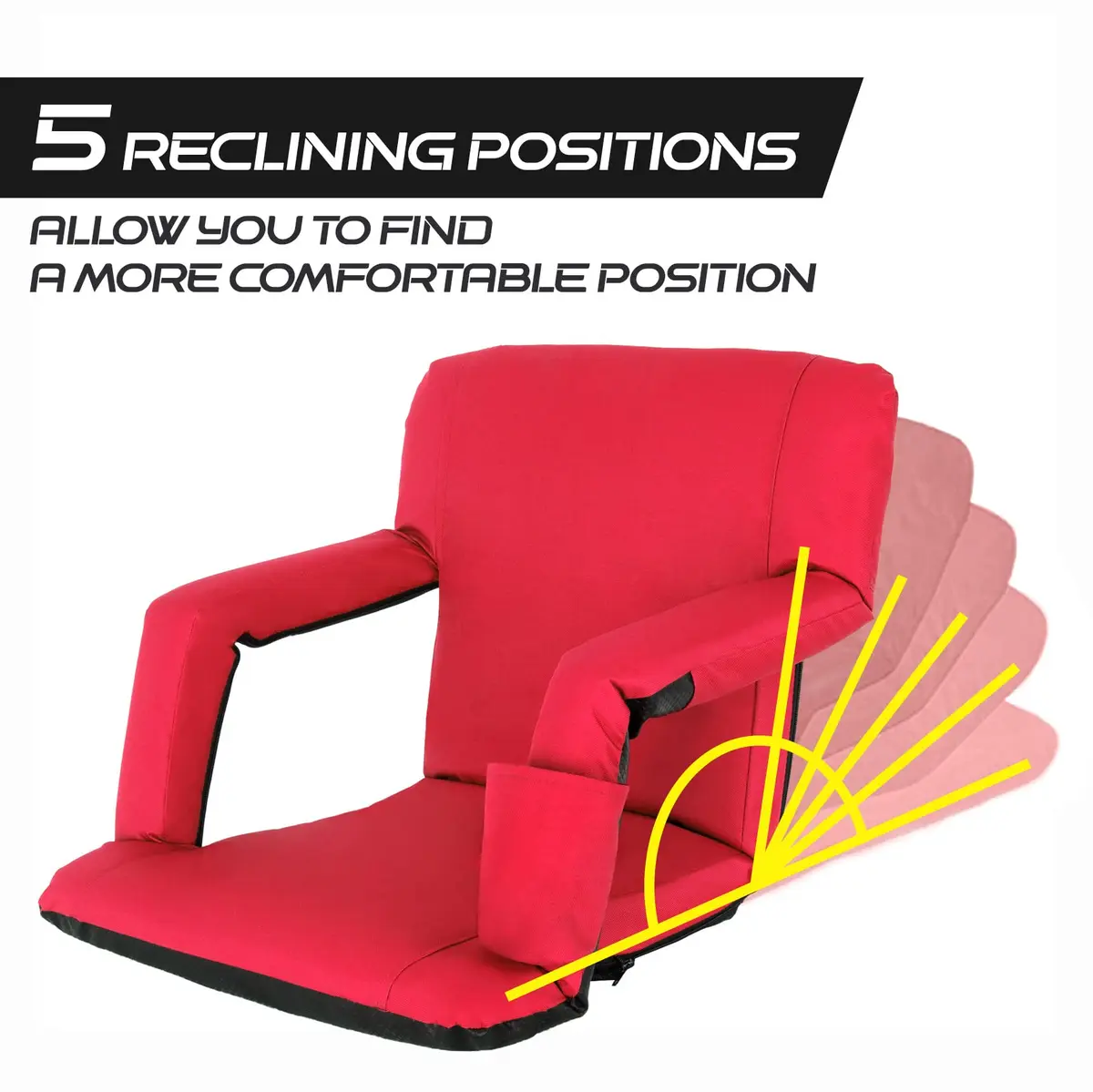 ZENY Stadium Seat for Bleachers with Back Support, 20.5'' | Adjustable Reclining & Padded Comfort - view 3
