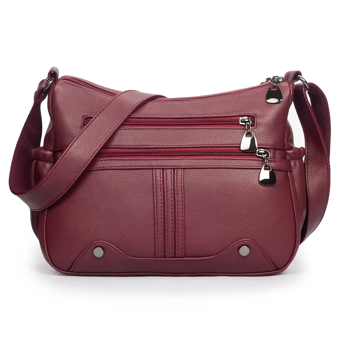 VOLGANIK ROCK Women Soft PU Leather Shoulder Handbag Multi Pocket Crossbody Bag Medium Roomy Red - main product image
