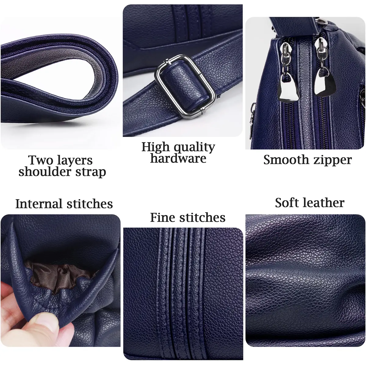 VOLGANIK ROCK Women PU Leather Shoulder Handbag Multi Pocket Crossbody Bag Medium Roomy - view 5