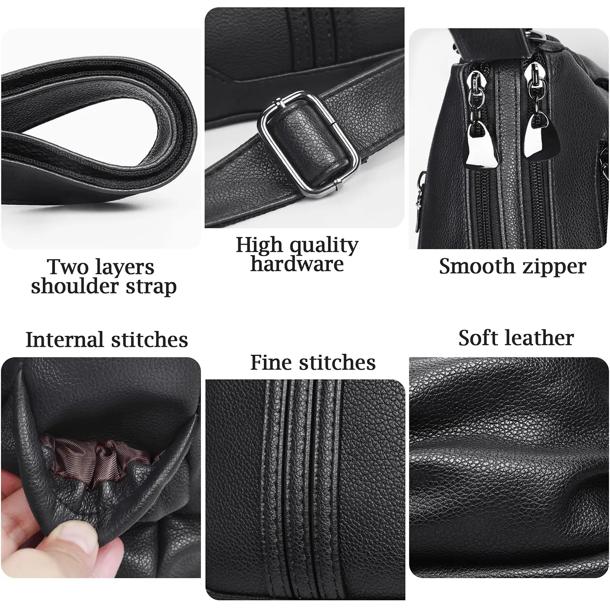 VOLGANIK ROCK Women PU Leather Shoulder Handbag Multi Pocket Crossbody Bag Medium Roomy - view 6