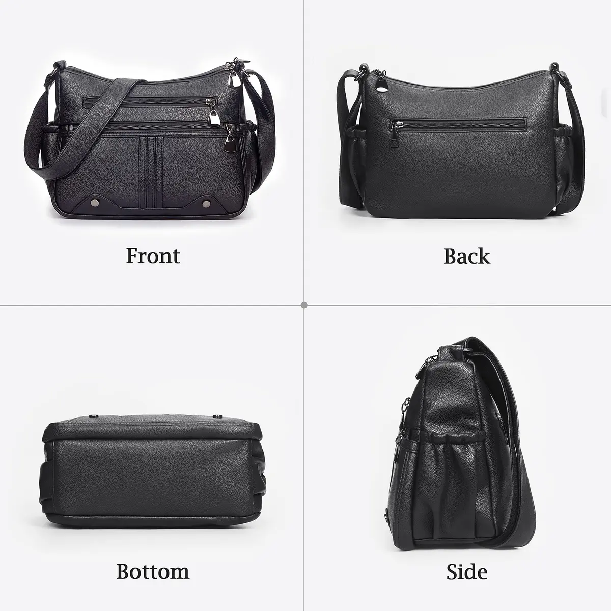 VOLGANIK ROCK Women PU Leather Shoulder Handbag Multi Pocket Crossbody Bag Medium Roomy - view 7