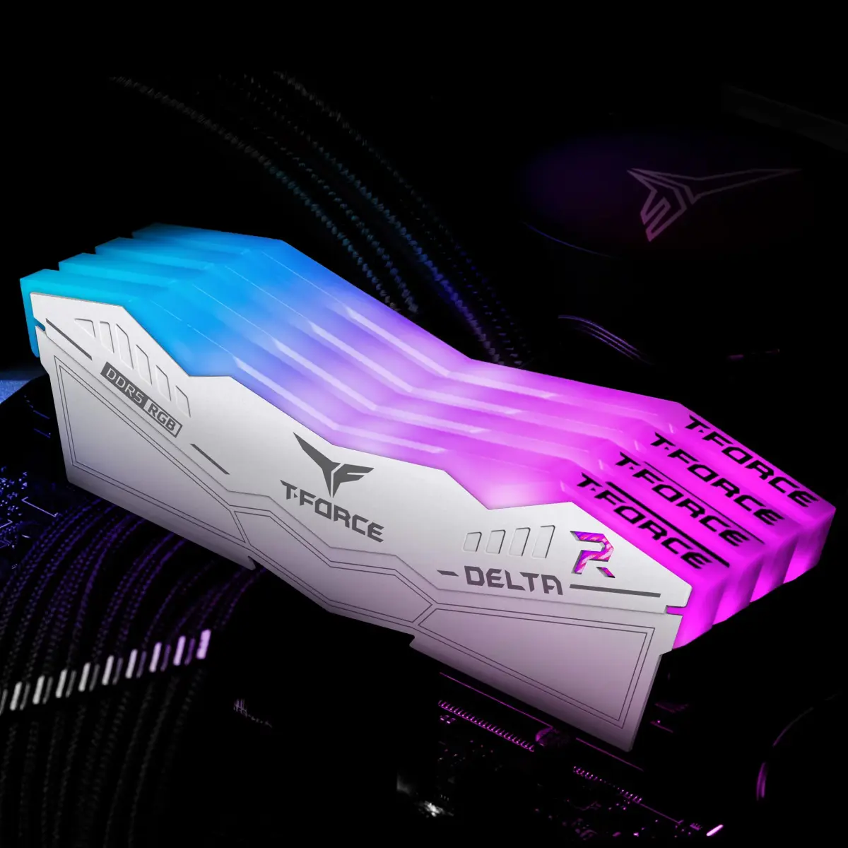 TEAMGROUP T-Force Delta RGB DDR5 32GB (2x16GB) 6400MHz CL40 Desktop Memory Module Ram (White) - view 2