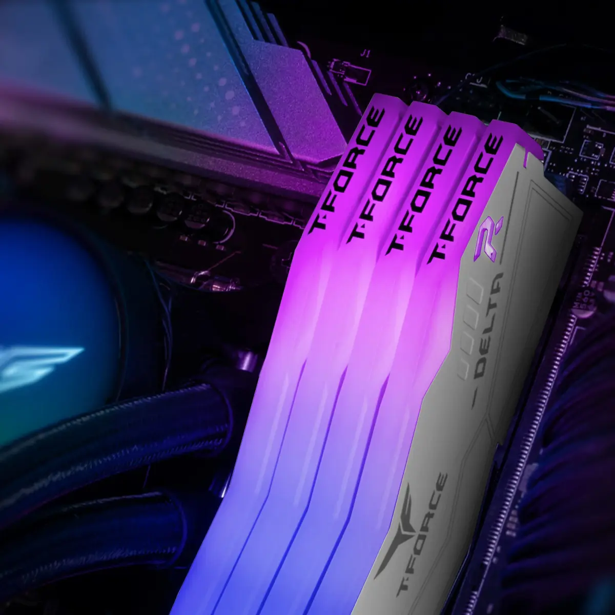 TEAMGROUP T-Force Delta RGB DDR5 32GB (2x16GB) 6400MHz CL40 Desktop Memory Module Ram (White) - view 3