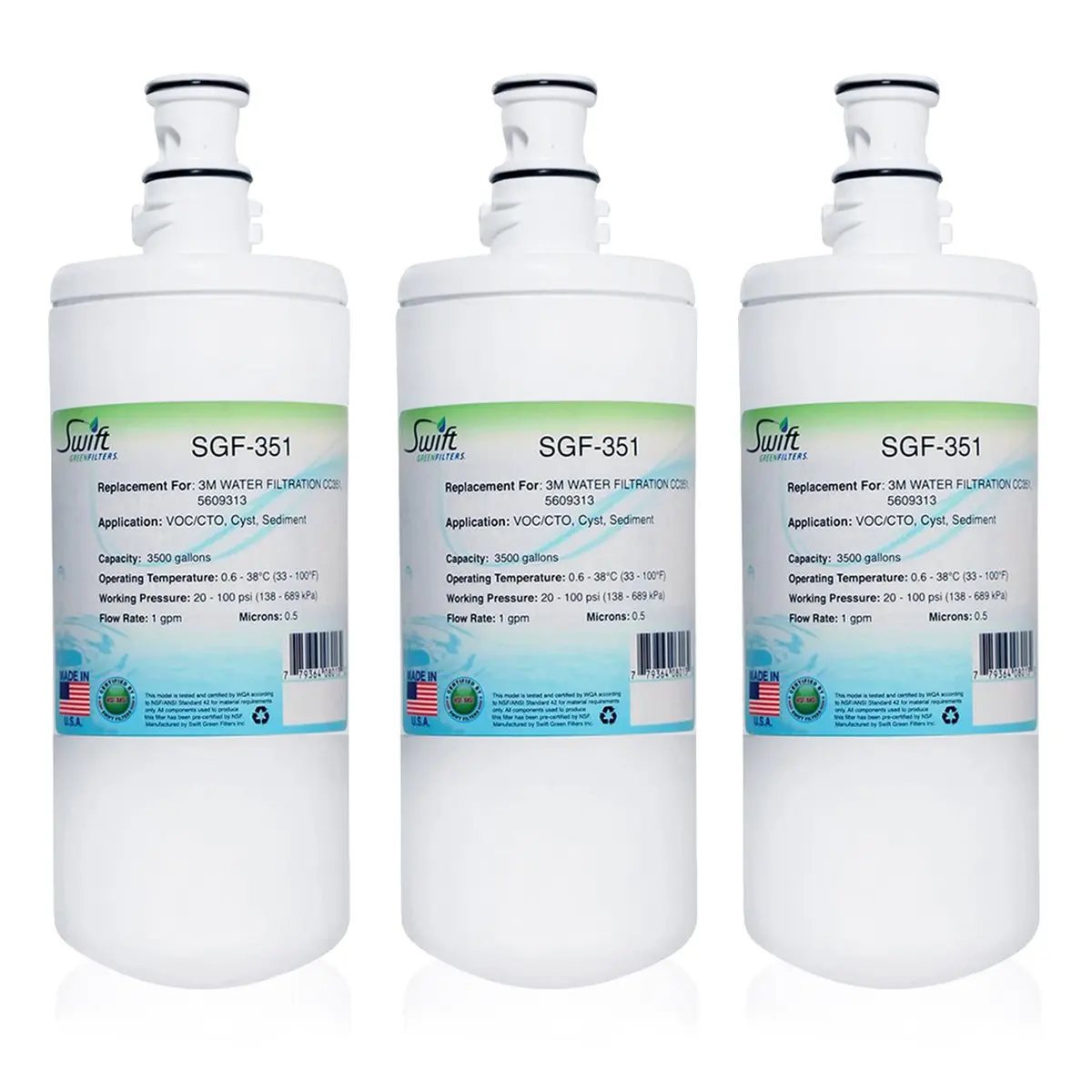 Swift Green Filters SGF-351 Water Filter 3 Pack | Reduces VOCs & Odor, Made in USA - main product image