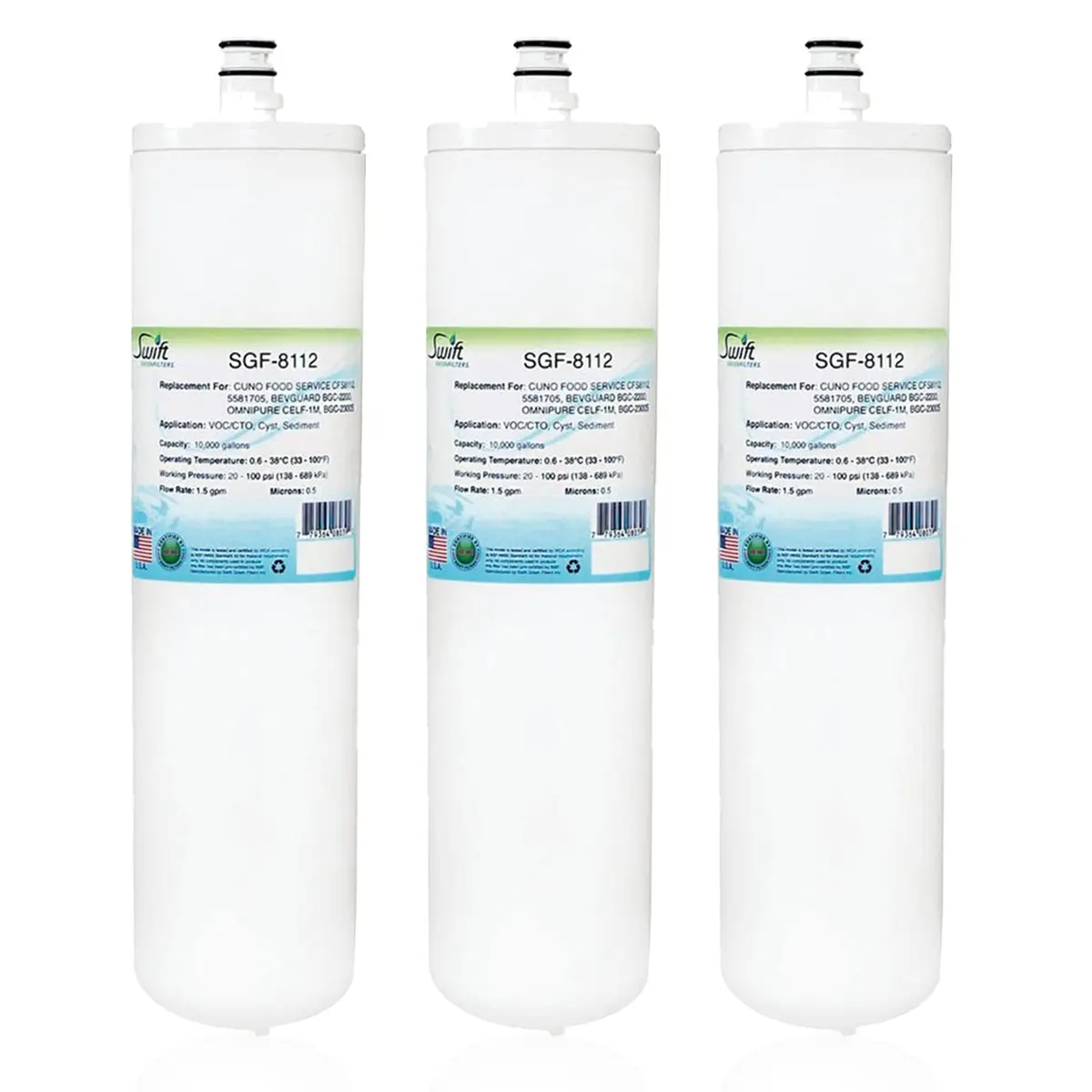 Swift Green Filters SGF-8112 Compatible Commercial Water Filter 3 Pack | Reduces VOCs, Sediment & Rust, Made in USA - main product image