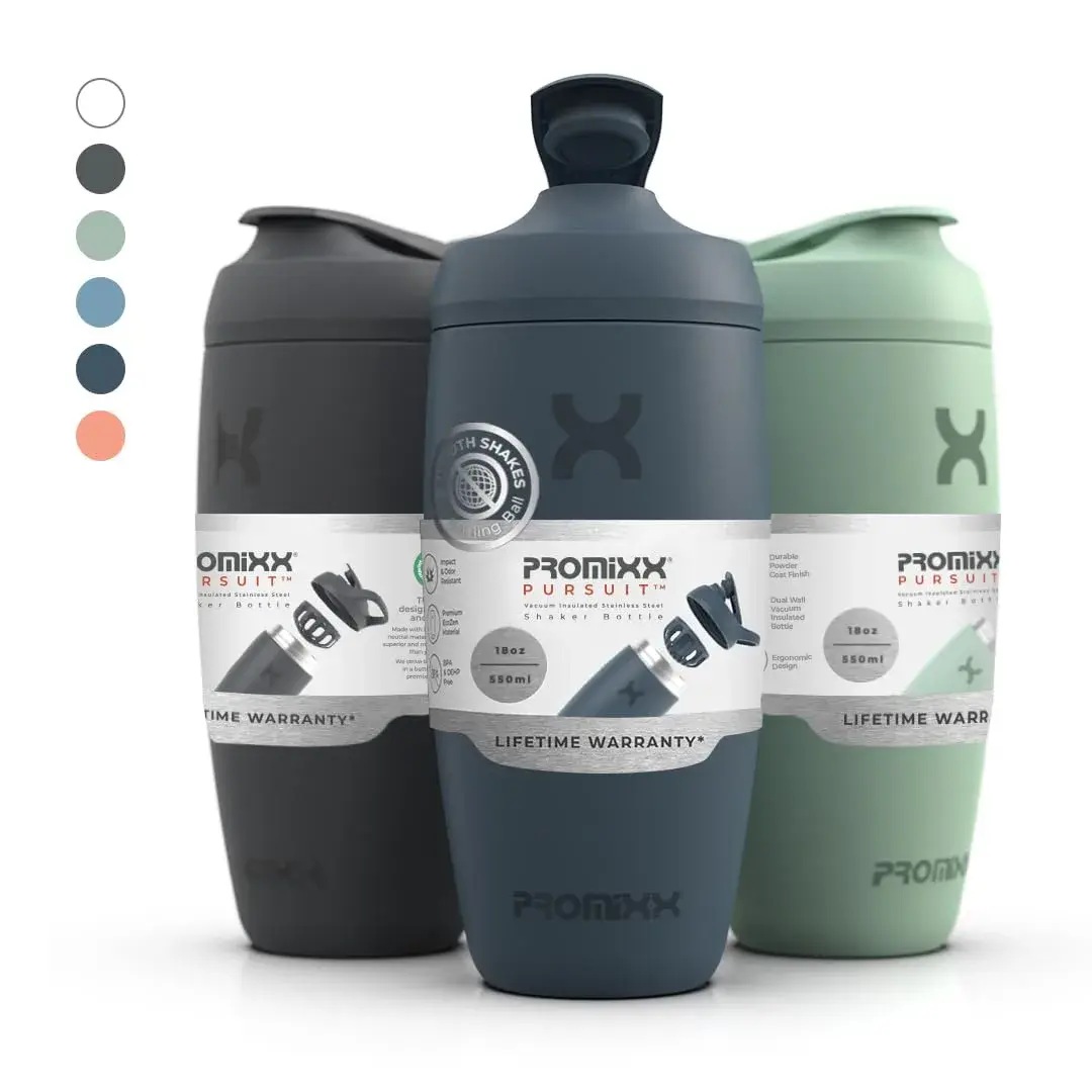 PROMIXX Pursuit Shaker Bottle 550ml (18.6 Fl Oz) | Insulated Stainless Steel for Cold Mixes - view 8