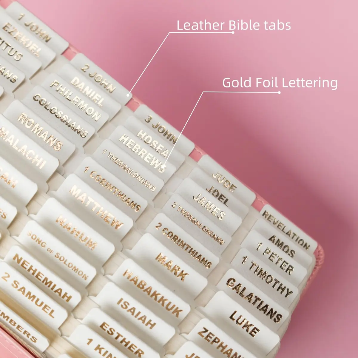 UPAFEXXI Leather Bible Tabs for Women and Men, White | Gold Foil Lettering, 80 Count - view 2