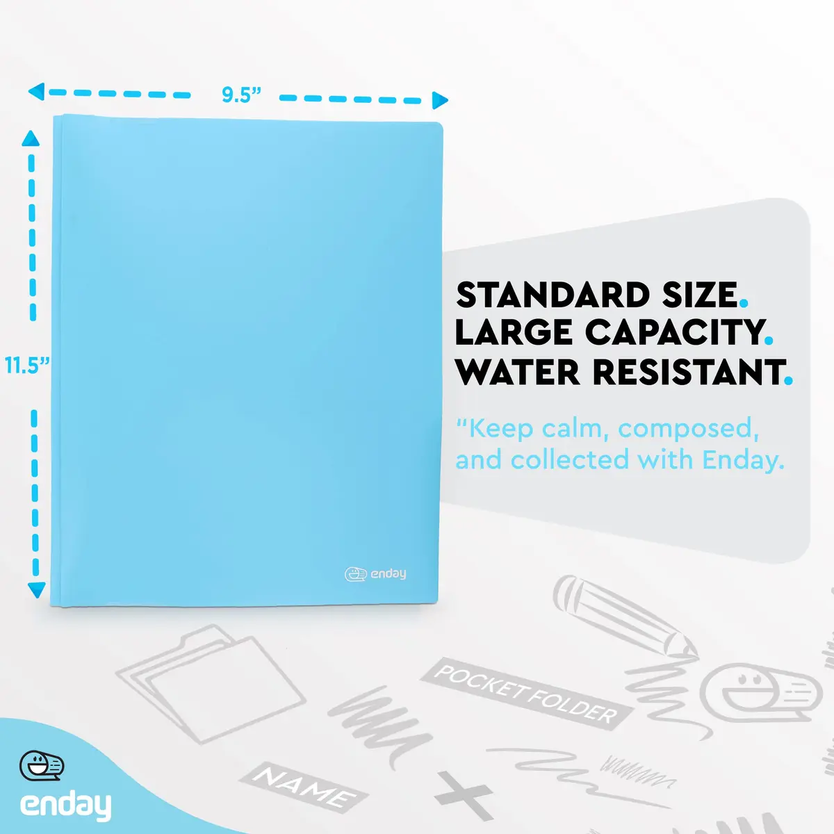 Enday Blue File Folder with Pockets & Prongs | 6 Pc Letter Size, Water-Resistant, Durable (70-120 chars) - view 5