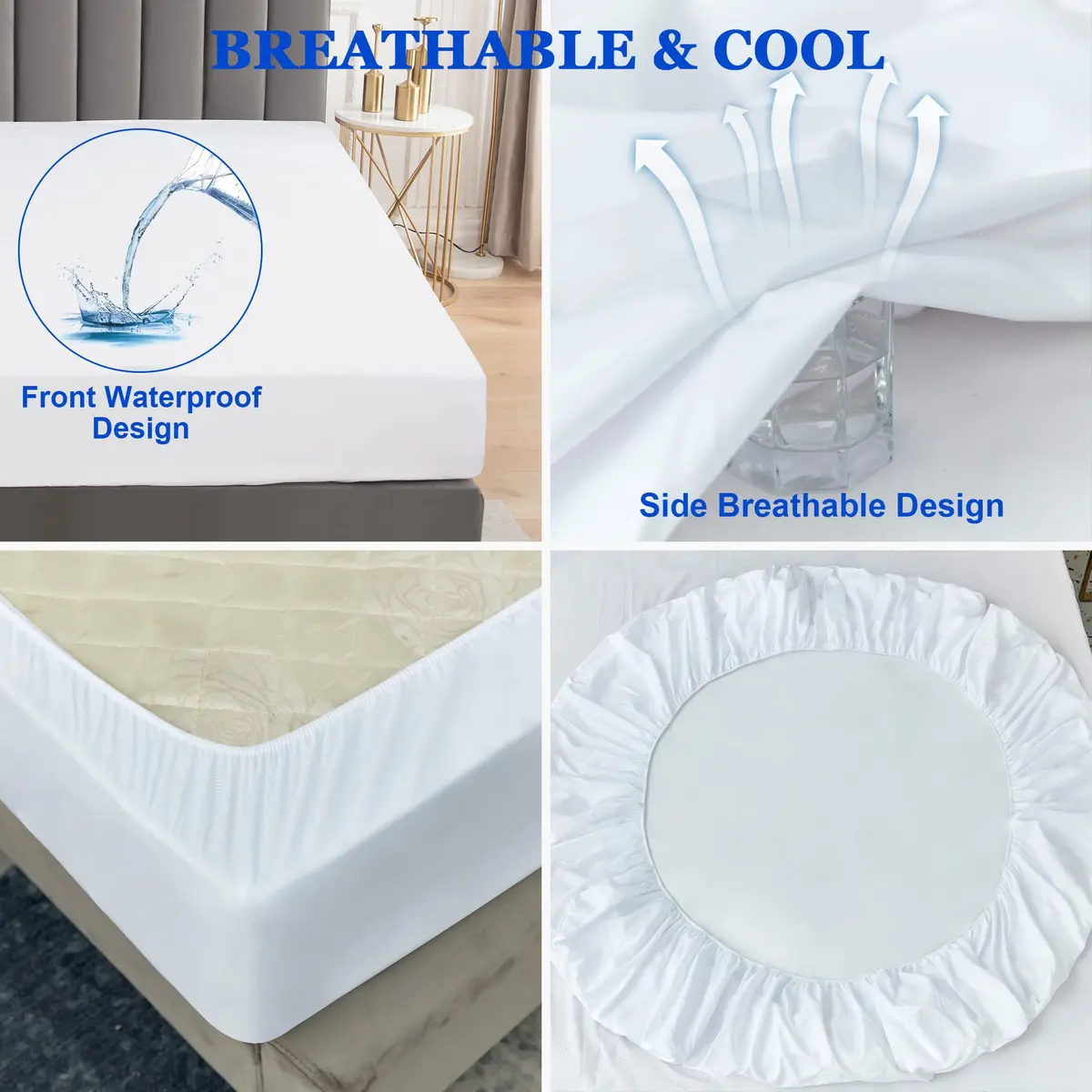 Sufdari Full Mattress Protector Waterproof Fitted Sheet 18" Deep Pocket | Washable & Breathable - view 5