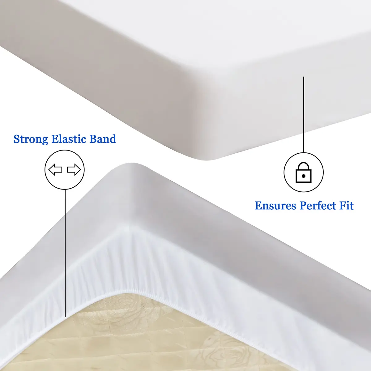 Sufdari Full Mattress Protector Waterproof Fitted Sheet 18" Deep Pocket | Washable & Breathable - view 4